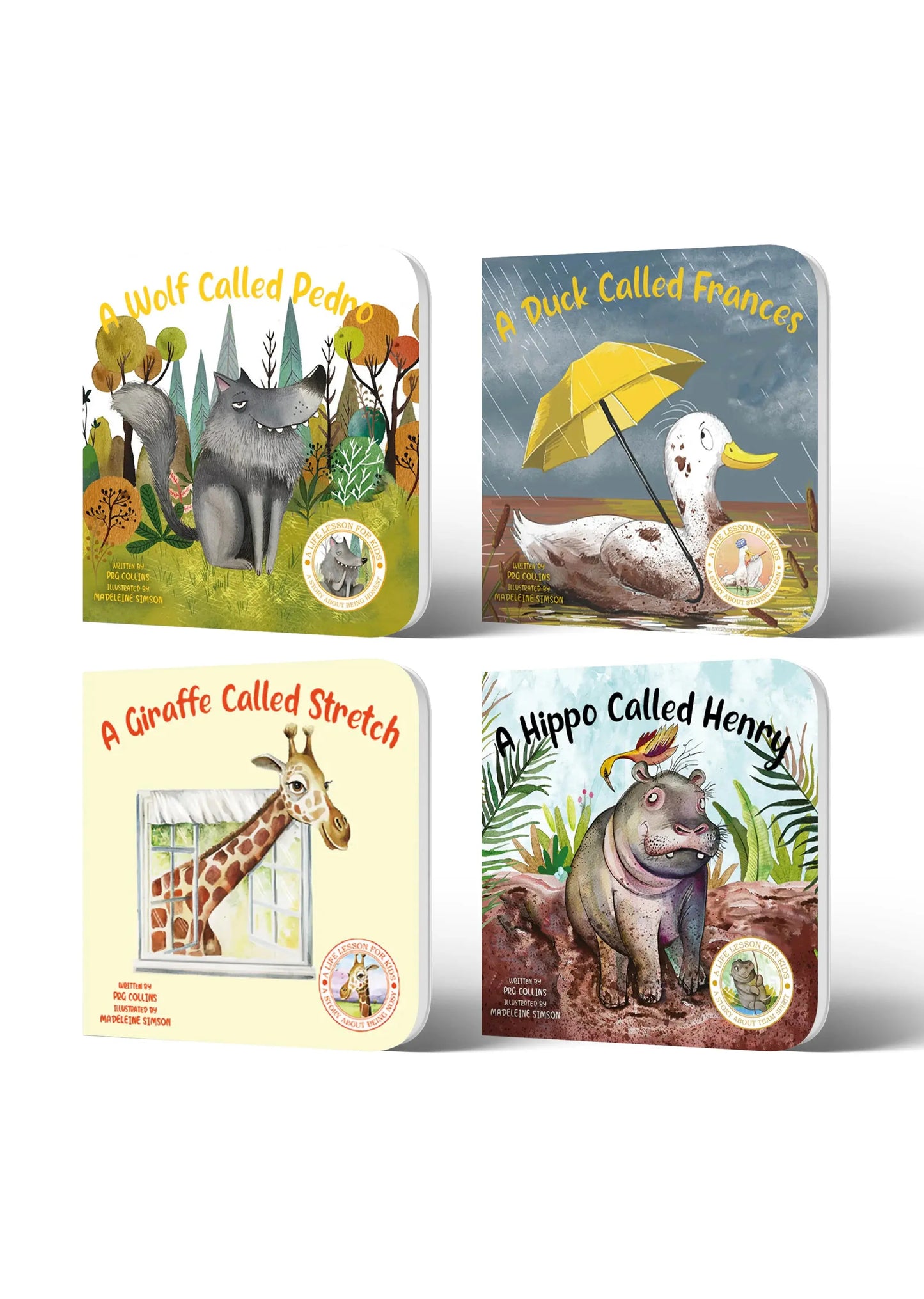 Lil Legends A Life Lesson for Kids Series, Stories About Good Habits | Value-based Picture Story Board Books | Set of 4 - Wolf, Duck, Giraffe and Hippo  | For Age 4-8 
