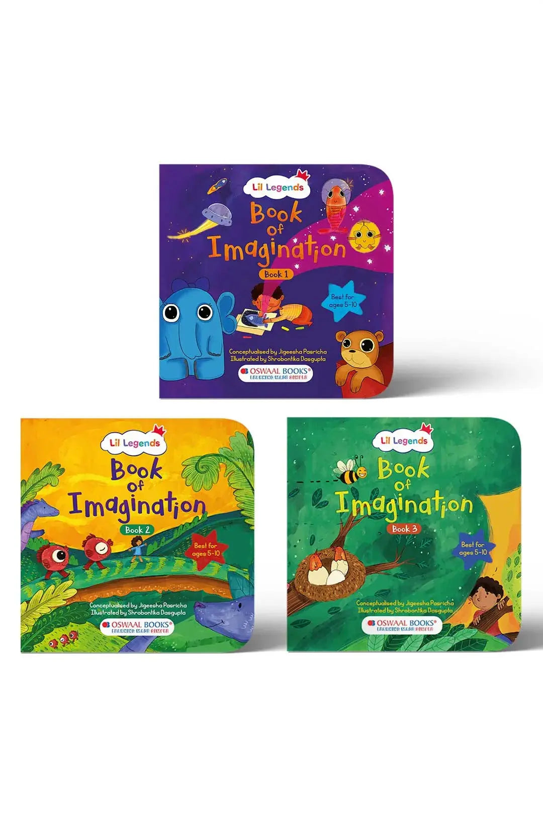 Lil Legends Book of Imagination Set for Kids | Parts 1, 2 & 3 | Set of 3 Activity Books | Drawing, Doodling, Creative Writing, Colouring & Art | Age 5–10 Years | Screen-Free Workbook 