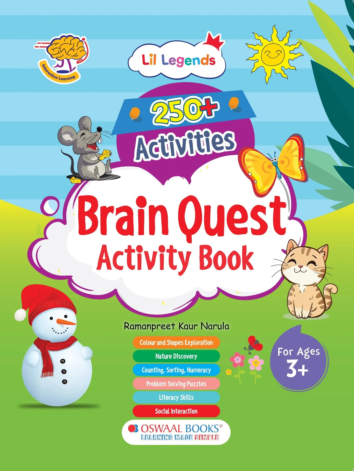 Lil Legends 250+ Activities- Brain Quest Activity Book for Age 3+ | Brain Booster Activity Book | Puzzles, Colours and Shapes, Counting, Sorting, Numeracy and Word Search | For Nursery/LKG 