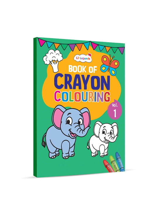 Lil Legends Book of Crayon Colouring Vol 1 for Toddlers Age 2+ Years | Simple Designs with Extra-Thick Outlines | Fine Motor Skills, Crayon Grip & Creative Confidence Activity Book