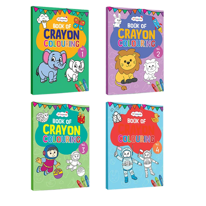 Lil Legends Books Of Crayon Colouring Vol 1-4 Set of 4 | Boosts Focus, Colour Recognition and Creativity | Fun Activity Books With Bold Outlines | For Nursery/LKG/UKG | Age 3+ 