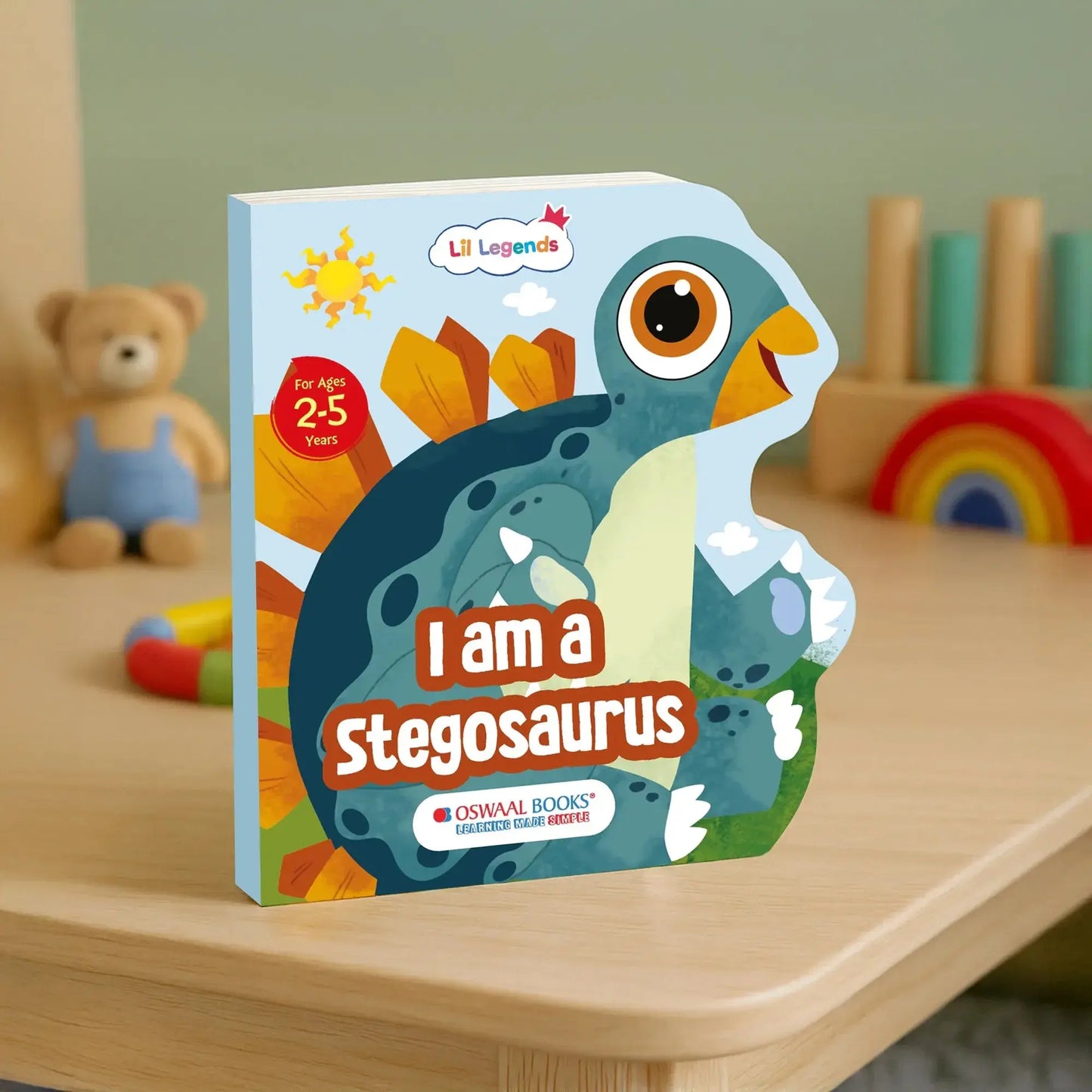 Lil Legends Dino Shaped Board Book for Kids | I am a Stegosaurus | Illustrated Dinosaur Story Book | Early Learning Picture Book | Age 2+ Years | Board Book | Durable