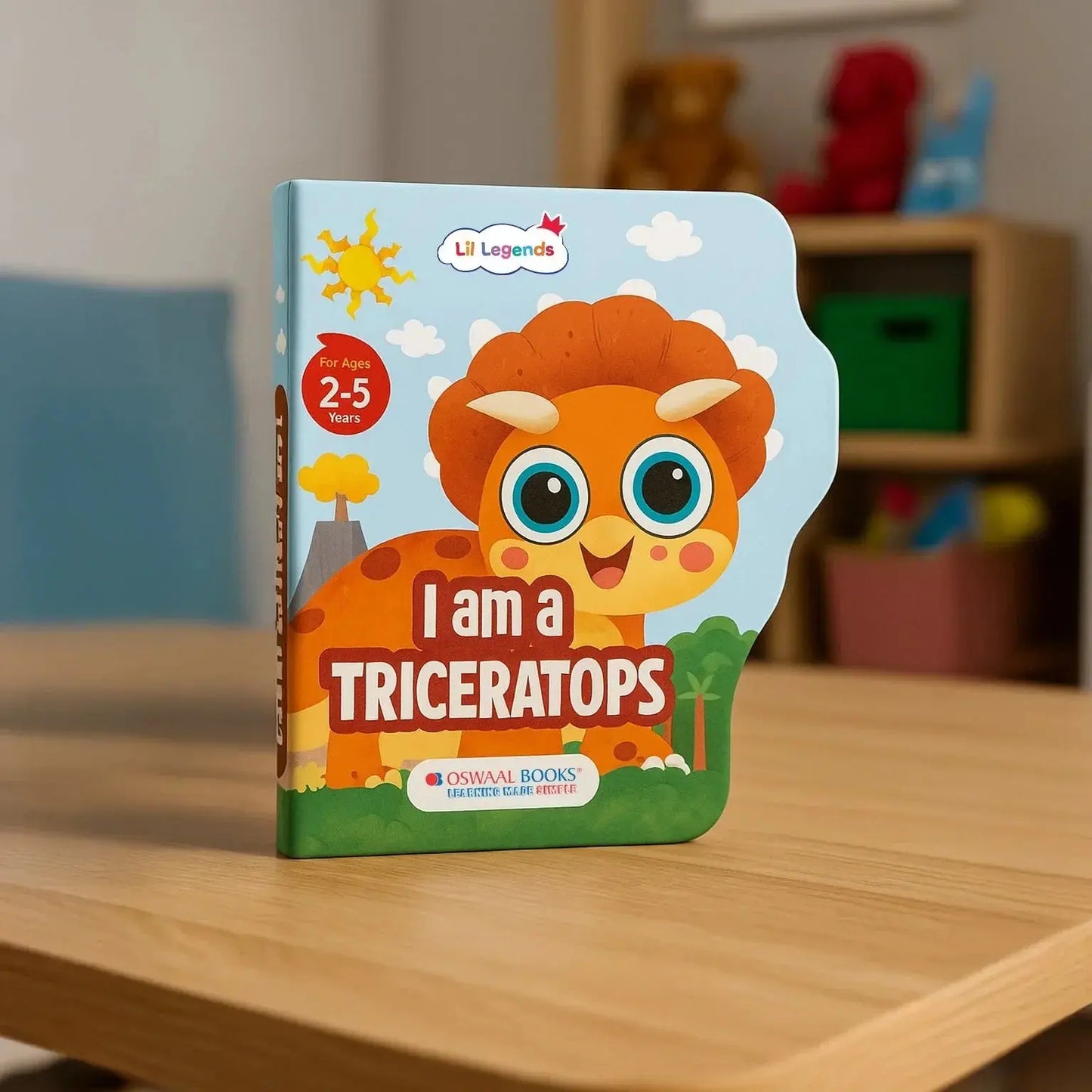 Lil Legends Dino Shaped Board Book for Kids | I am a Triceratops | Illustrated Dinosaur Story Book | Early Learning Picture Book | Age 2+ Years | Board Book | Durable