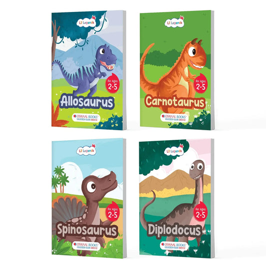 Lil Legends Dinosaur Padded Board Books for Kids | Set of 4 Books | Illustrated Dinosaur Storybooks | Early Learning Fun | Age 2–5 Years | Padded Cover Set