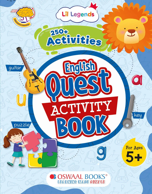 Lil Legends English Quest Activity Book for Kids | 250+ Fun Learning Activities | Puzzles, Tracing, Phonics, Vocabulary & Grammar Practice | Ages 5+ Years