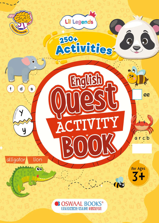 Lil Legends English Quest Activity Book for Kids | 250+ Fun Learning Activities | Puzzles, Tracing, Phonics, Vocabulary & Grammar Practice | Ages 5+ Years | Paperback | Workbook