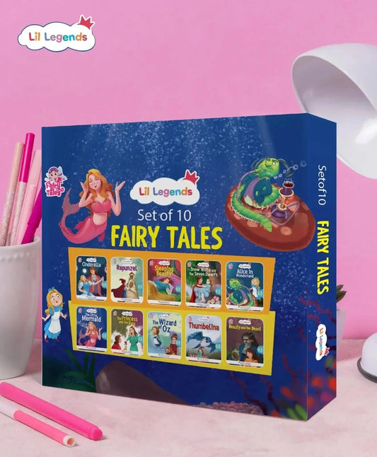 Lil Legends Fairy Tales Gift Set - Boxset of 10 Story Books for Kids Age 2-5 Years | Cinderella, Snow White, Thumbelina, Wizard of Oz, Little Red Riding Hood & More | Bedtime Stories