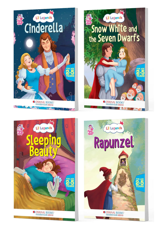 Lil Legends Fairy Tales Princess Classics Set of 4 Story Books for Kids Age 2-5 Years - Cinderella, Snow White, Sleeping Beauty & Rapunzel | Illustrated Bedtime Stories