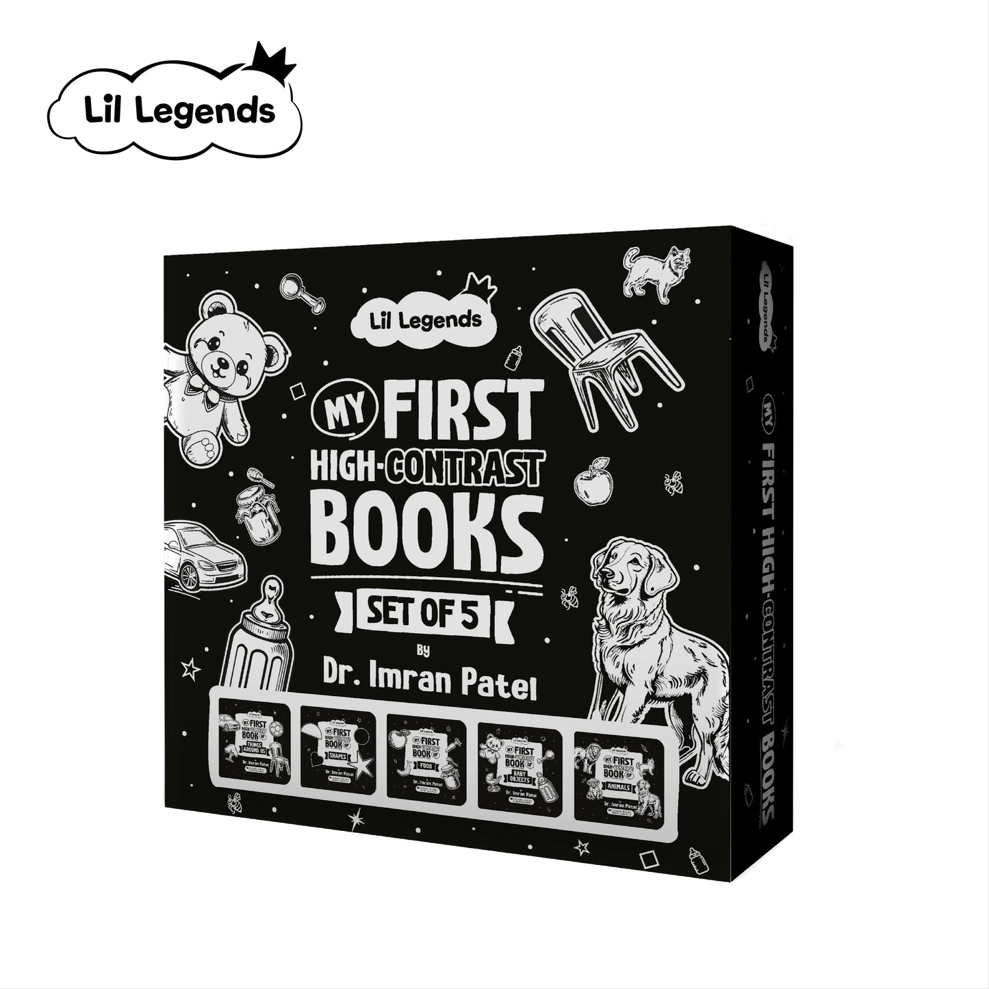 Lil Legends High Contrast Book for Infants & Toddlers | Black & White Baby Board Book | Visual Stimulation for Newborns | Brain Development | Age 0–12 Months | Durable