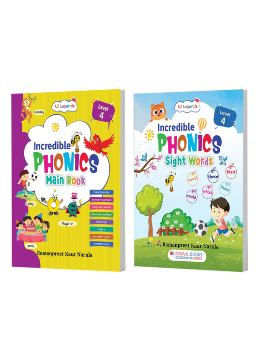 Lil Legends Incredible Phonics Level 4 for Kids Age 6-8 Years | Set of 2 Books – Main Book + Sight Words | Long Vowels, Complex Blends & Reading Mastery | Class 1 & 2 Independent Reader