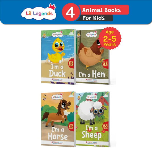 Lil Legends Know Me Series for Kids | Set of 4 Farm Animal Books | I am a Duck, Hen, Horse & Sheep | Illustrated Picture Books | Age 2+ Years | Early Reading Fun | Paperback