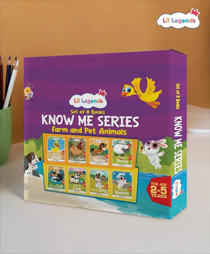 Lil Legends Know Me Series Gift Set - Boxset of 8 Pet & Farm Animal Books for Kids Age 2+ Years | Sheep, Horse, Hen, Duck, Rabbit, Dog, Cow & Cat | Illustrated Picture Books for Toddlers