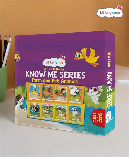 Lil Legends Know Me Series Gift Set - Boxset of 8 Pet & Farm Animal Books for Kids Age 2+ Years | Sheep, Horse, Hen, Duck, Rabbit, Dog, Cow & Cat | Illustrated Picture Books for Toddlers