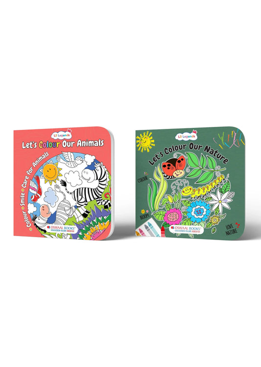Lil Legends Let's Colour Animals & Nature - Colouring Book Combo Set of 2 for Kids Age 3+ Years | Fun Activity Books | Early Learning & Creativity Books for Toddlers | Travel-Friendly