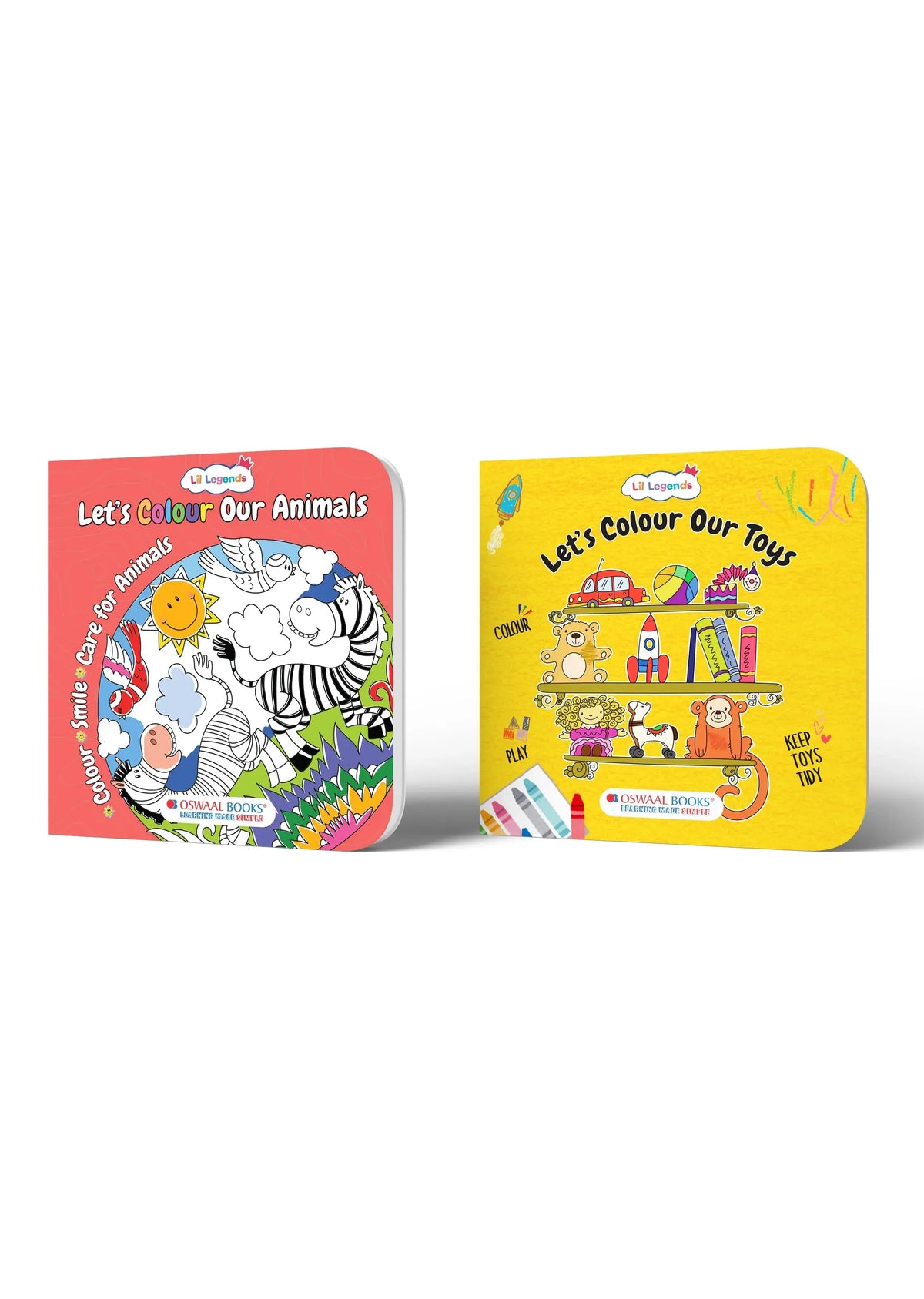 Lil Legends Let's Colour Animals & Toys - Colouring Book Combo Set of 2 for Kids Age 3+ Years | Fun Activity Books | Early Learning & Creativity Books for Toddlers & Preschoolers | Travel-Friendly 