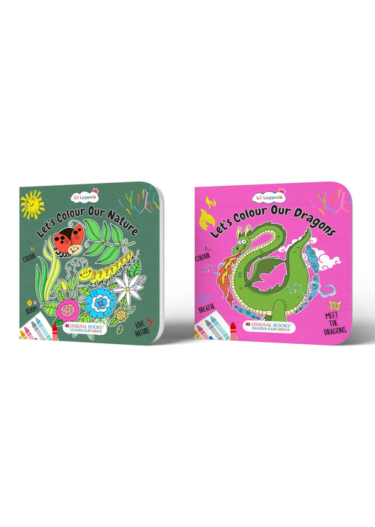 Lil Legends Let's Colour Nature & Dragons - Colouring Book Combo Set of 2 for Kids Age 3+ Years | Fun Activity Books | Early Learning & Creativity Books for Toddlers | Travel-Friendly