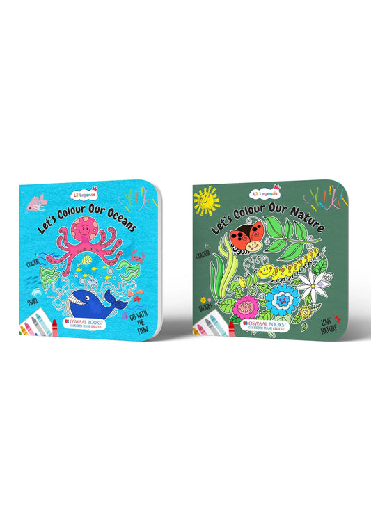 Lil Legends Let's Colour Ocean & Nature - Colouring Book Combo Set of 2 for Kids Age 3+ Years | Fun Activity Books | Early Learning & Creativity Books for Toddlers | Travel-Friendly