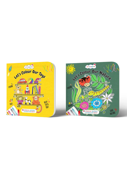 Lil Legends Let's Colour Toys & Nature - Colouring Book Combo Set of 2 for Kids Age 3+ Years | Fun Activity Books | Early Learning & Creativity Books for Toddlers | Travel-Friendly