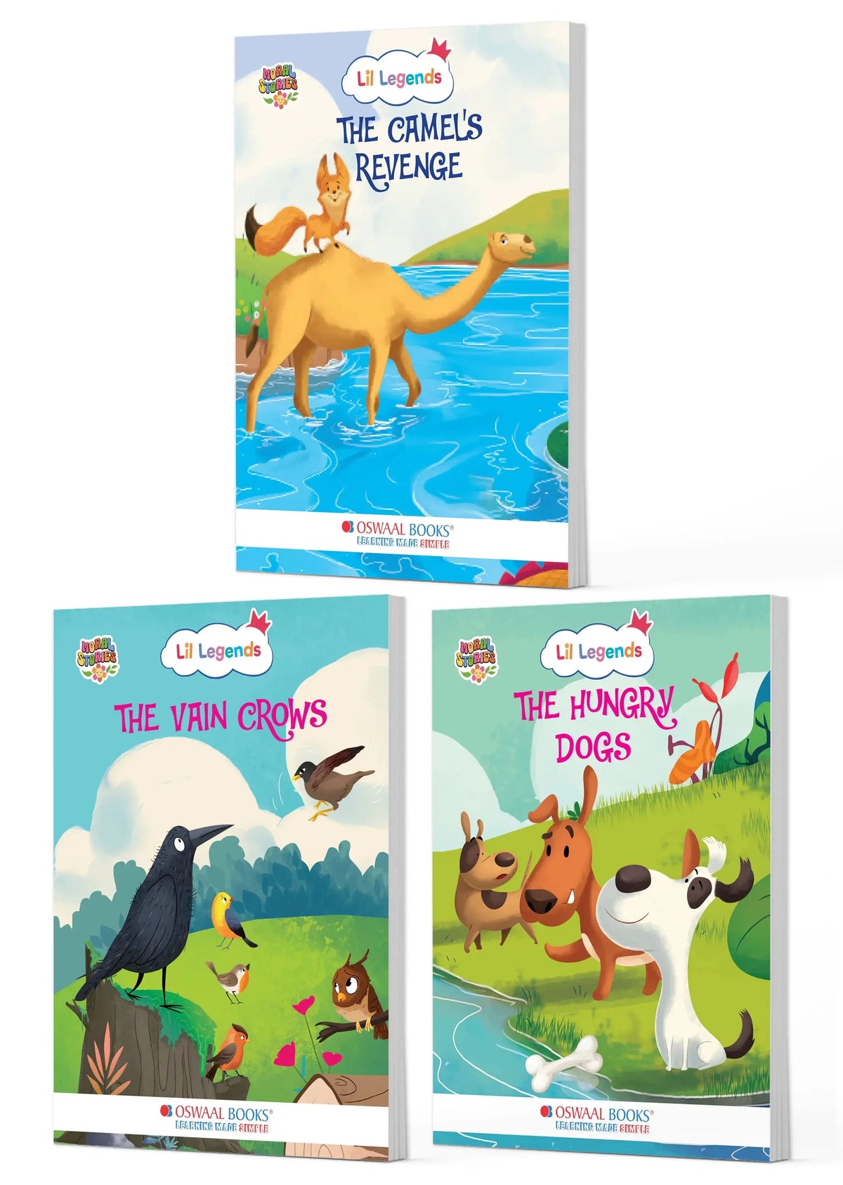 Lil Legends Moral Stories Animal Tales Set of 3 Story Books for Kids Age 2-5 Years - Camel's Revenge, Vain Crows & Hungry Dogs | Illustrated Bedtime Stories for Moral Values 