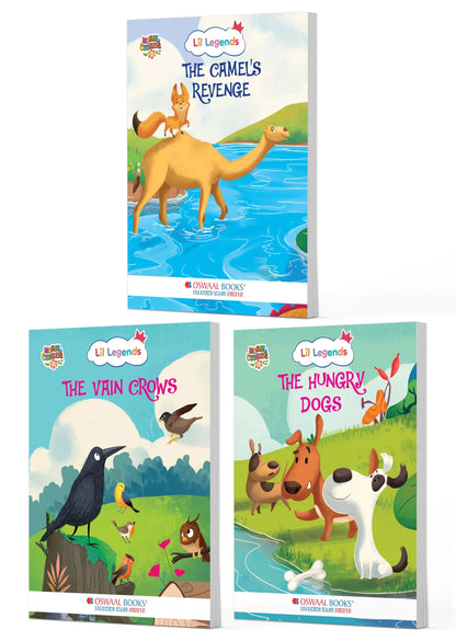 Lil Legends Moral Stories Animal Tales Set of 3 Story Books for Kids Age 2-5 Years - Camel's Revenge, Vain Crows & Hungry Dogs | Illustrated Bedtime Stories for Moral Values 