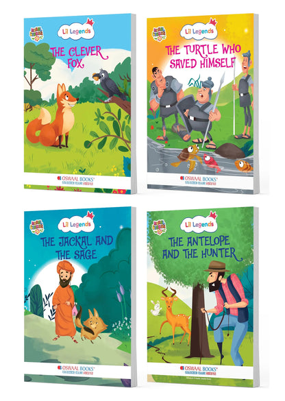 Lil Legends Moral Stories Animal Wisdom Tales Set of 4 Story Books for Kids Age 2-5 Years - Clever Fox, Turtle, Jackal & Antelope | Illustrated Bedtime Stories for Moral Values 