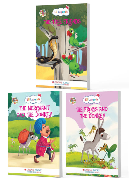 Lil Legends Moral Stories Friendship & Life Lessons Set of 3 Story Books for Kids Age 2-5 Years - True Friends, Merchant & Frogs | Illustrated Stories for Honesty & Teamwork 