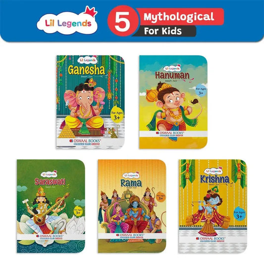 Lil Legends My First Collection of Mythological Tales of Hindu Gods & Goddesses - Set of 5 Board Books for Kids Age 3+ Years | Lord Ganesha, Hanuman, Krishna, Rama & Goddess Saraswati