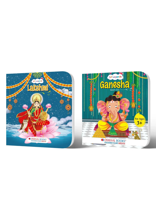 Lil Legends Mythology Board Books Set of 2 for Kids Age 3+ Years - Enchanting Tales of Goddess Lakshmi & Lord Ganesha | Illustrated Short Bedtime Stories | Hindu Mythology Picture Books
