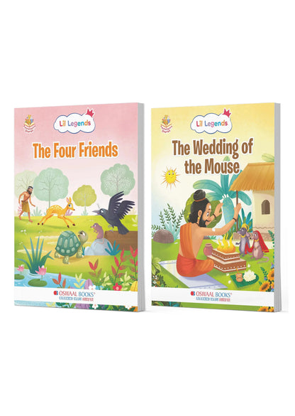 Lil Legends Panchatantra Friendship Tales Set of 2 Story Books for Kids Age 2+ Years - The Four Friends & Wedding of the Mouse | Illustrated Stories for Teamwork & Loyalty 