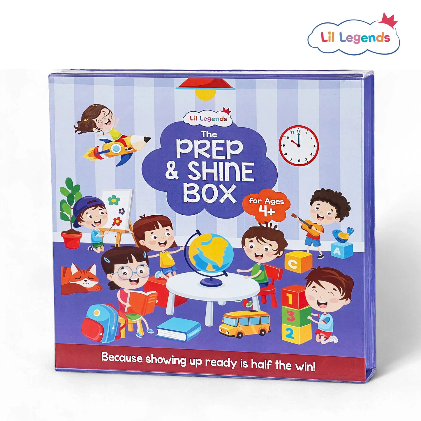Lil Legends Prep and Shine Box for Kids | 7-in-1 Early Learning Kit | Gift Box Set | Tracing, Vocabulary, Phonics and Fun Activities + Stationery Kit | School Readiness Gift Set | Age 4+ 