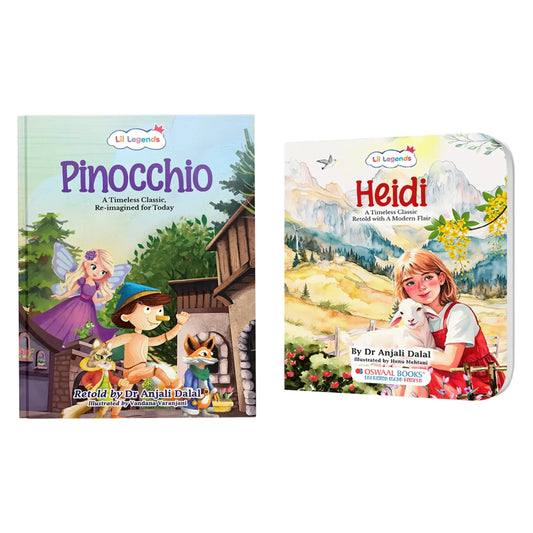 Lil Legends Re-Imagined Classics for Kids | Heidi & Pinocchio | Set of 2 Books | Illustrated Classic Story Books | Vocabulary, Imagination & Moral Values | Age 7+ Years