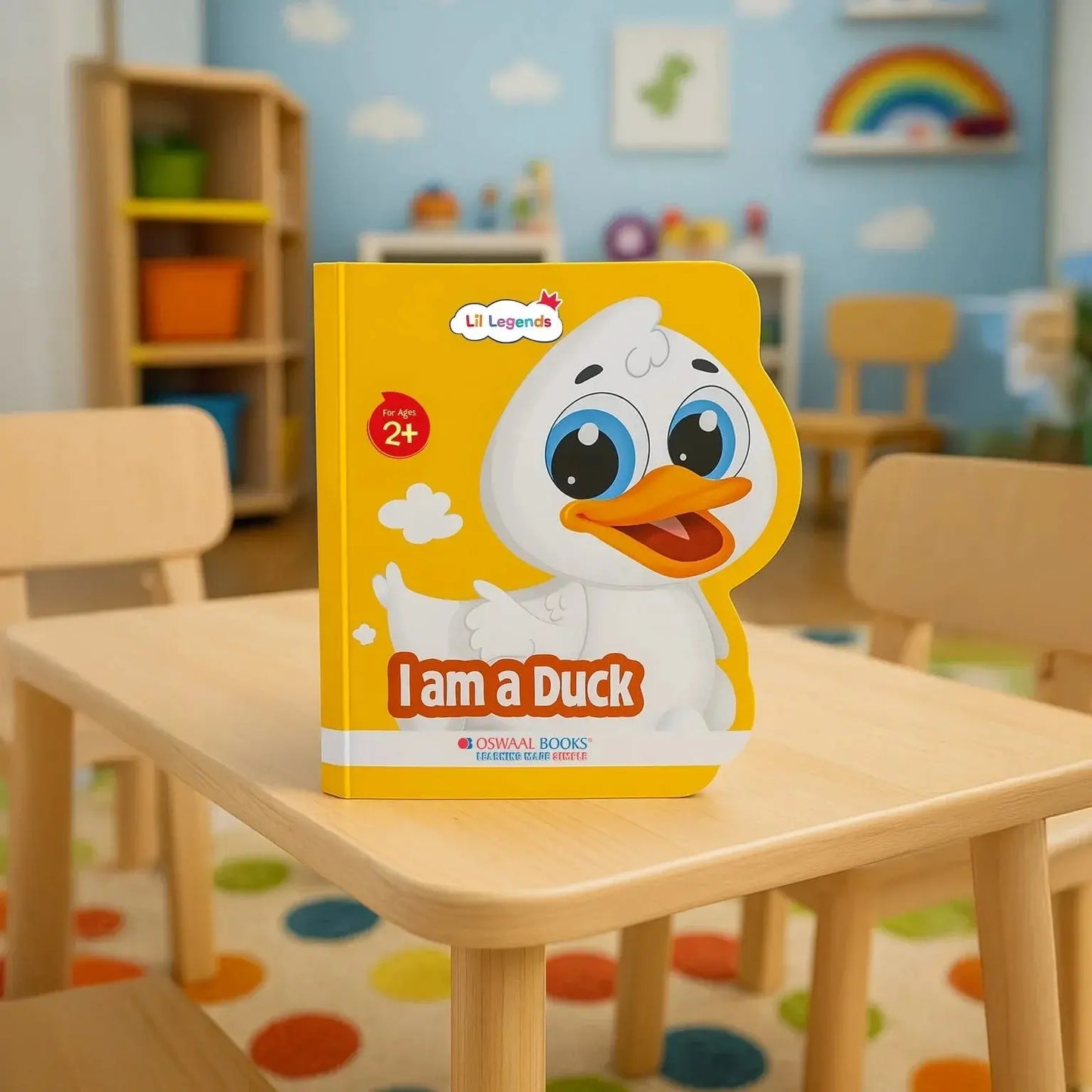 Lil Legends Shaped Board Book - Farm Animals: Duck | Duck-Shaped Picture Book for Kids Age 2+ Years | Early Learning Book with Colourful Illustrations for Toddlers & Preschoolers