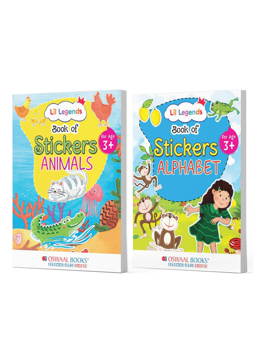 Lil Legends Sticker Activity Books Combo Set of 2 for Kids Age 3+ Years - Animals & English Alphabet (ABC) | Fun Peel-and-Stick Learning Books for Toddlers & Preschoolers