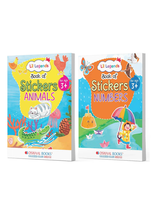 Lil Legends Sticker Activity Books Combo Set of 2 for Kids Age 3+ Years - Animals & Numbers (123 Counting) | Fun Peel-and-Stick Learning Books for Toddlers & Preschoolers
