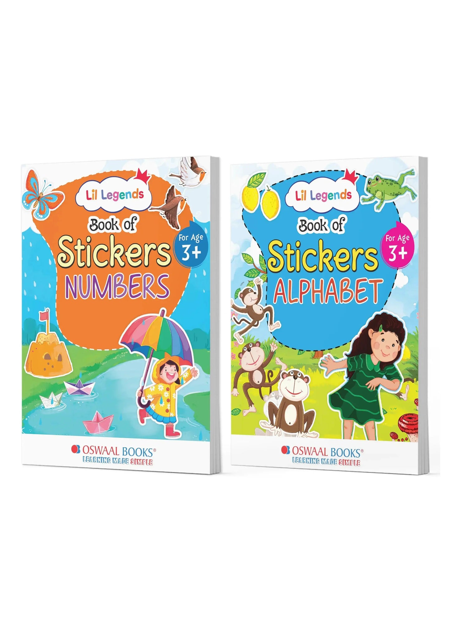 Lil Legends Sticker Activity Books Combo Set of 2 for Kids Age 3+ Years - Numbers (123) & English Alphabet (ABC) | Fun Peel-and-Stick Learning Books for Toddlers & Preschoolers