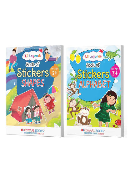 Lil Legends Sticker Activity Books Combo Set of 2 for Kids Age 3+ Years - Shapes & English Alphabet (ABC) | Fun Peel-and-Stick Learning Books for Toddlers & Preschoolers