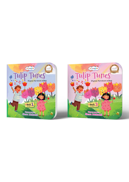 Lil Legends Tulip Tunes - Rhymes That Bloom Smiles | Early Literacy Picture Book Set of 2 Rhyme Books for Kids | Age 3 & 5 Years | Vocabulary & Reading Development