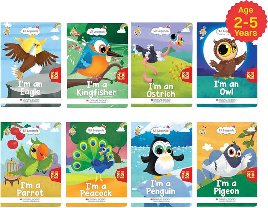 Oswaal Lil Legends Know Me Series Birds - Set of 8 Illustrated Picture Books for Kids Age 2+ Years | Eagle, Kingfisher, Ostrich, Owl, Parrot, Peacock, Penguin & Pigeon | Fun Facts for Early Learning