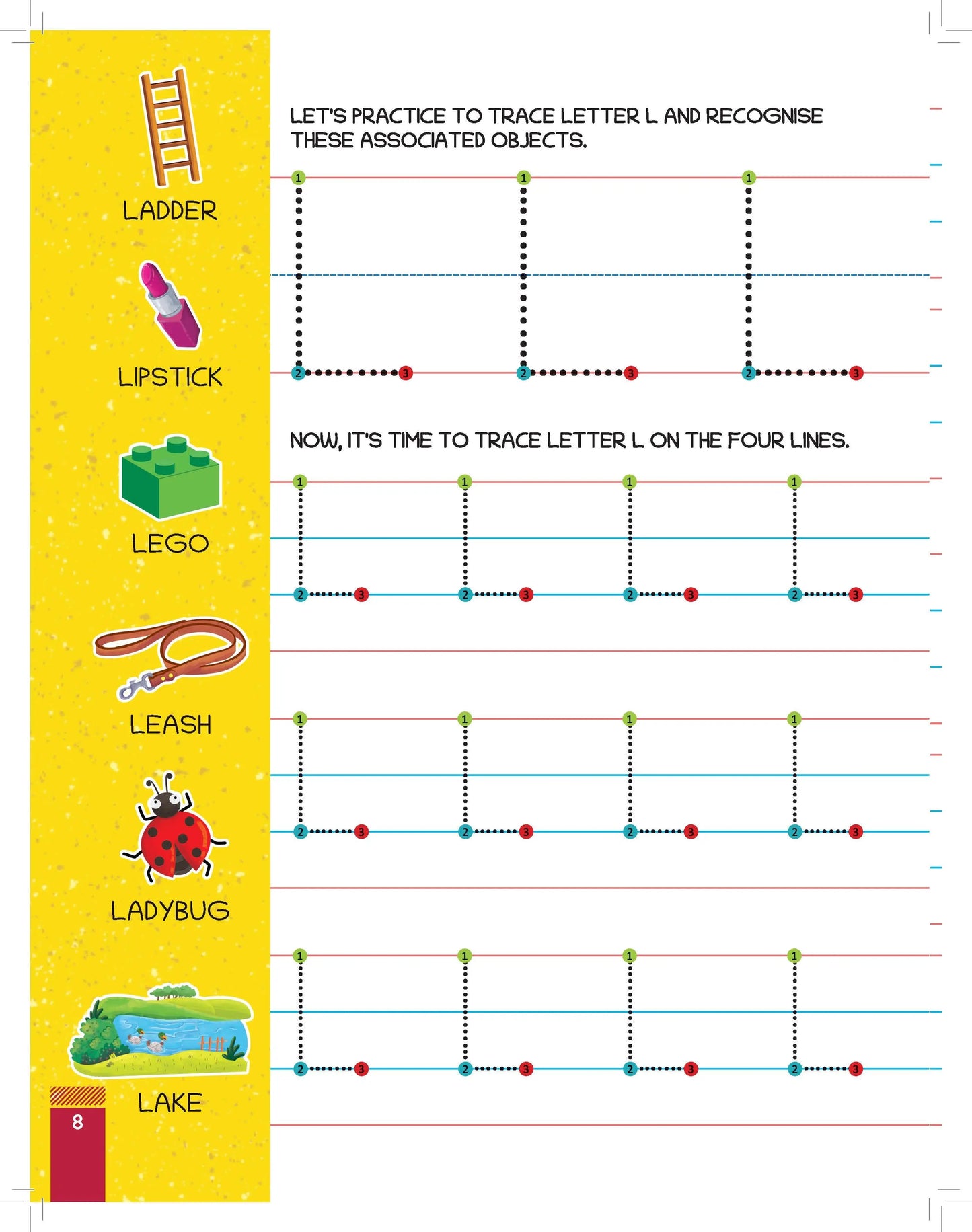 Lil Legends Uppercase Letter Tracing & Vocabulary Activity Books Set of 2 for Kids Age 3-5 Years - Early Writing Practice, ABC Learning Workbooks for Preschoolers