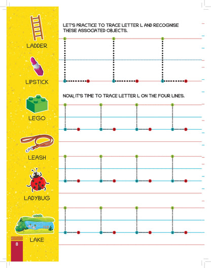 Lil Legends Uppercase Letter Tracing & Vocabulary Activity Books Set of 2 for Kids Age 3-5 Years - Early Writing Practice, ABC Learning Workbooks for Preschoolers