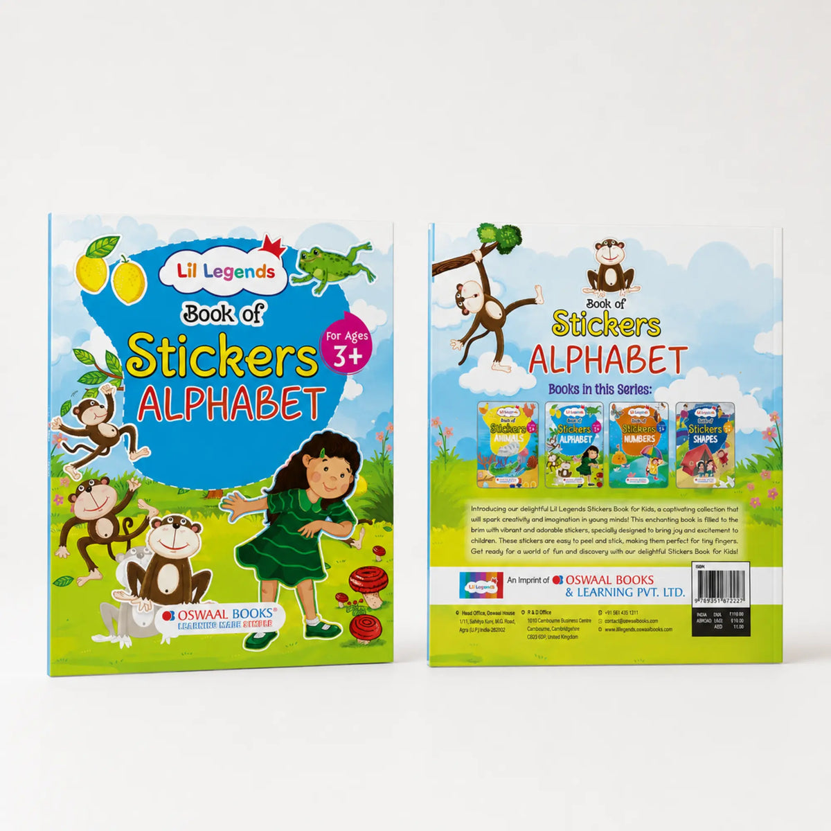 Lil Legends Books of Stickers Animals and Alphabets | Set of 2 for Age 3+ | Learn ABC and Counting With Fun Activities | Educational Workbook | For Toddlers/Nursery/LKG 
