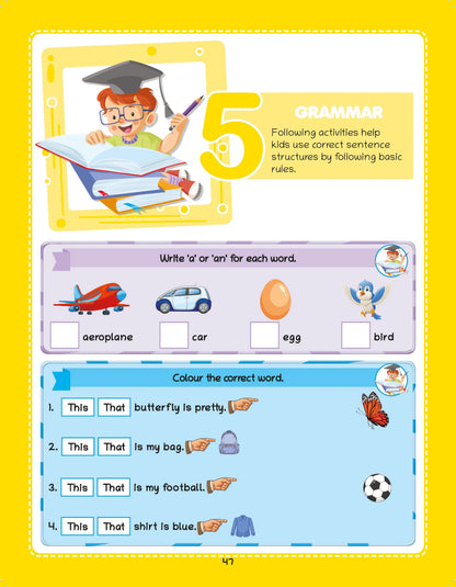 Lil Legends Brain, Maths & English Activity Book Set for Kids | Set of 3 Books | 750+ Exercises | Tracing, Logical Thinking & Language Skills | Age 5+ Years