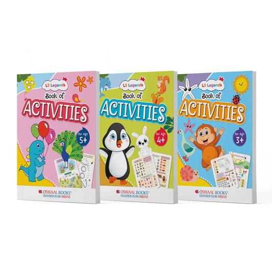 Oswaal Lil Legends Books of Activities for Kids | Set of 3 Books | Puzzles, Shapes, Colours, Counting & Matching | Age 3+, 4+ and 5+ Years | Early Learning Activity
