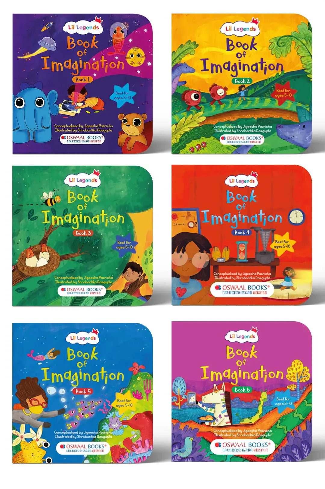 Book of Imagination (Set of 6) – Fun Activity Books for Kids Age 5–10 Years | 7 Creative Activities in Each Book | Drawing, Doodling, Creative Writing & Colouring by Lil Legends 