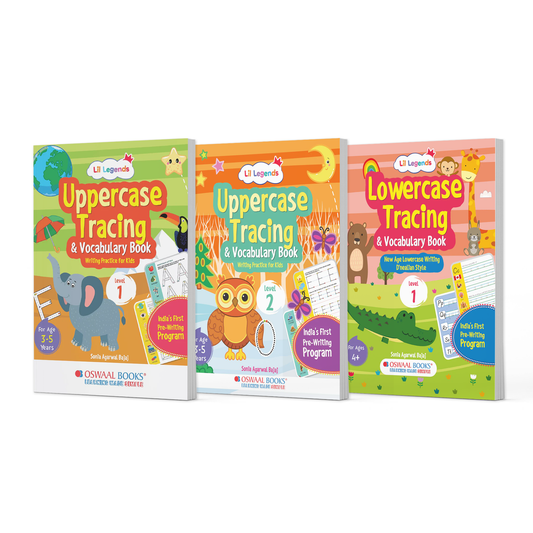 Lil Legends Alphabet Tracing & Vocabulary Book Bundle | Set of 3 for Kids | Uppercase & Lowercase Writing Practice | Ages 3–5 | Handwriting & Early Literacy Skills - Oswaal Books