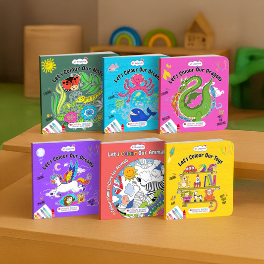 Lil Legends: Let’s Colour – Pack of 6 Coloring Books for Kids 2–5 Years | Animals, Toys, Dreams, Dragons, Nature & Ocean Themes | Early Learning, Fine Motor Skills, Creative Fun