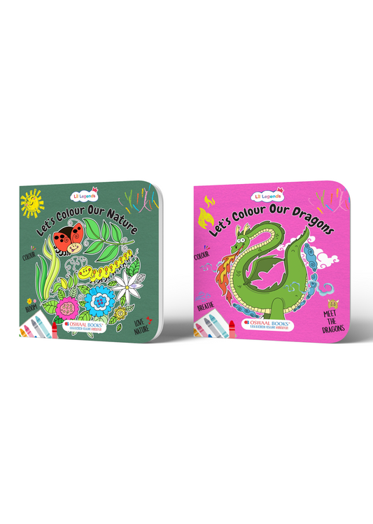 Nature & Dragons Colouring Book Set – 2 Kids Activity Books for Creative Learning & Fun 
