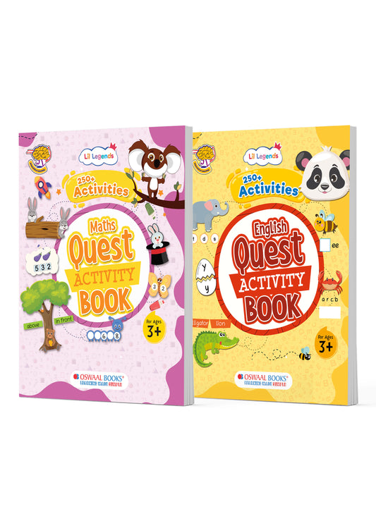2-in-1 Early Learning Activity Book Set for Kids Age 3+ | Maths & English Quest with 500+ Fun Exercises for Tracing, Numbers, Alphabets & Colors 