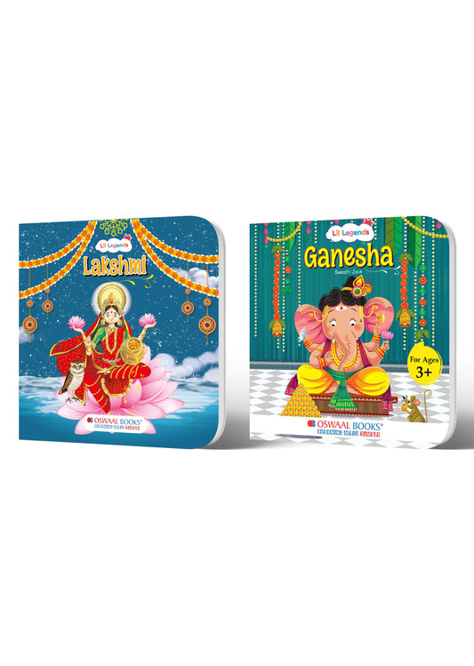 Mythology Board Book Set for Kids Age 3+ | Stories of Goddess Lakshmi & Lord Ganesha | Illustrated Short Bedtime Tales from Indian Mythology 