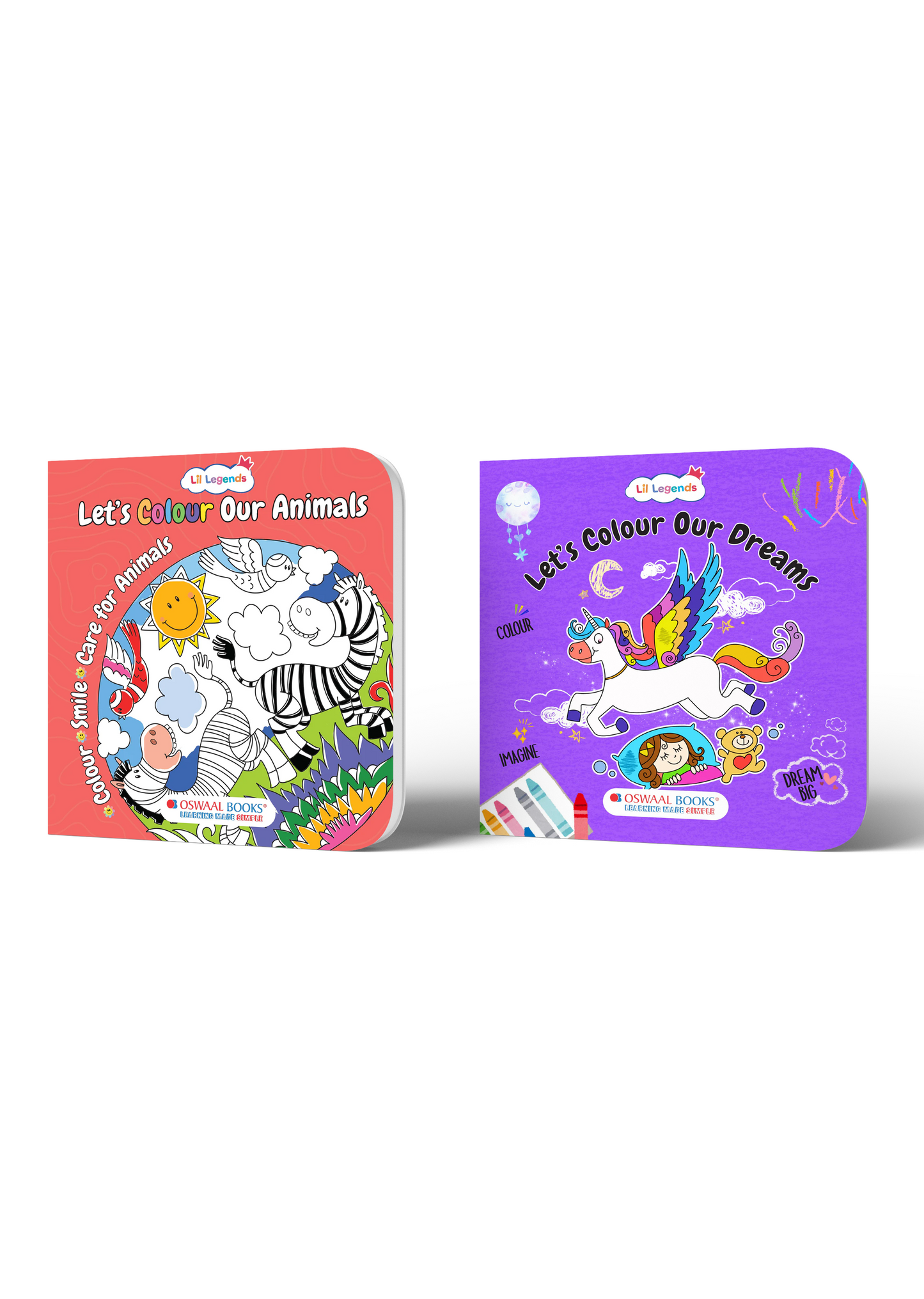 Colouring Book Combo – Animals & Dreams Colouring Book Set – 2 Kids Activity Books for Creative Learning & Fun 